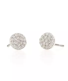 Kris Nations Round Crystal Stud Earrings - Silver