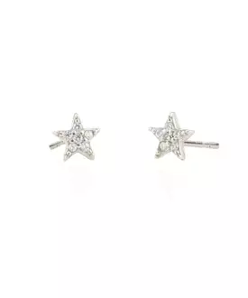 Kris Nations Star Pave Stud Earrings - Silver