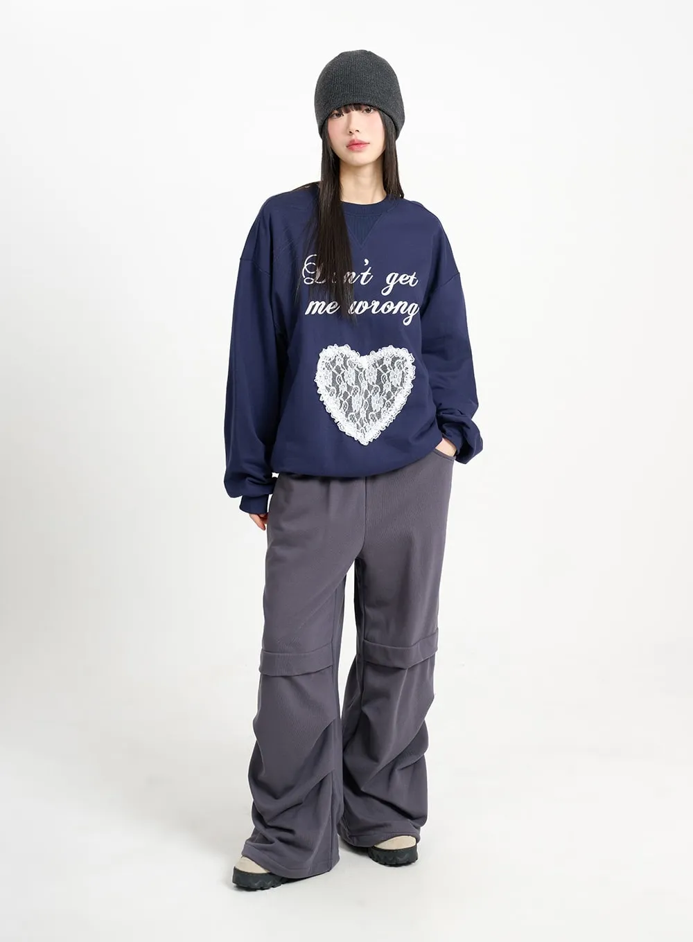 Laced Heart Oversized Sweatshirt CM415