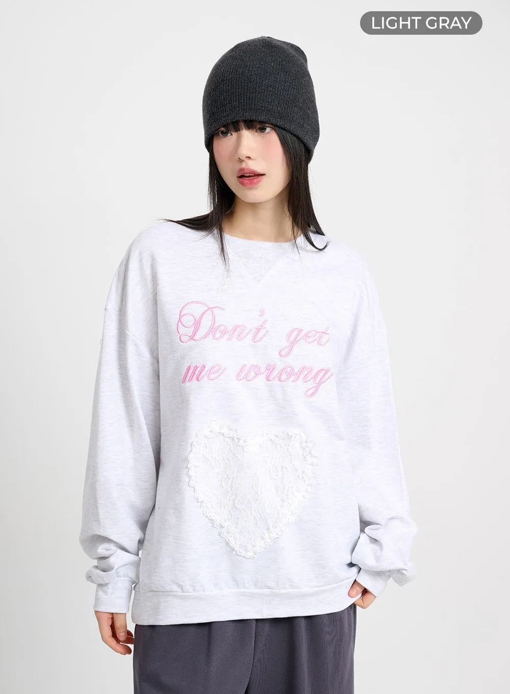 Laced Heart Oversized Sweatshirt CM415