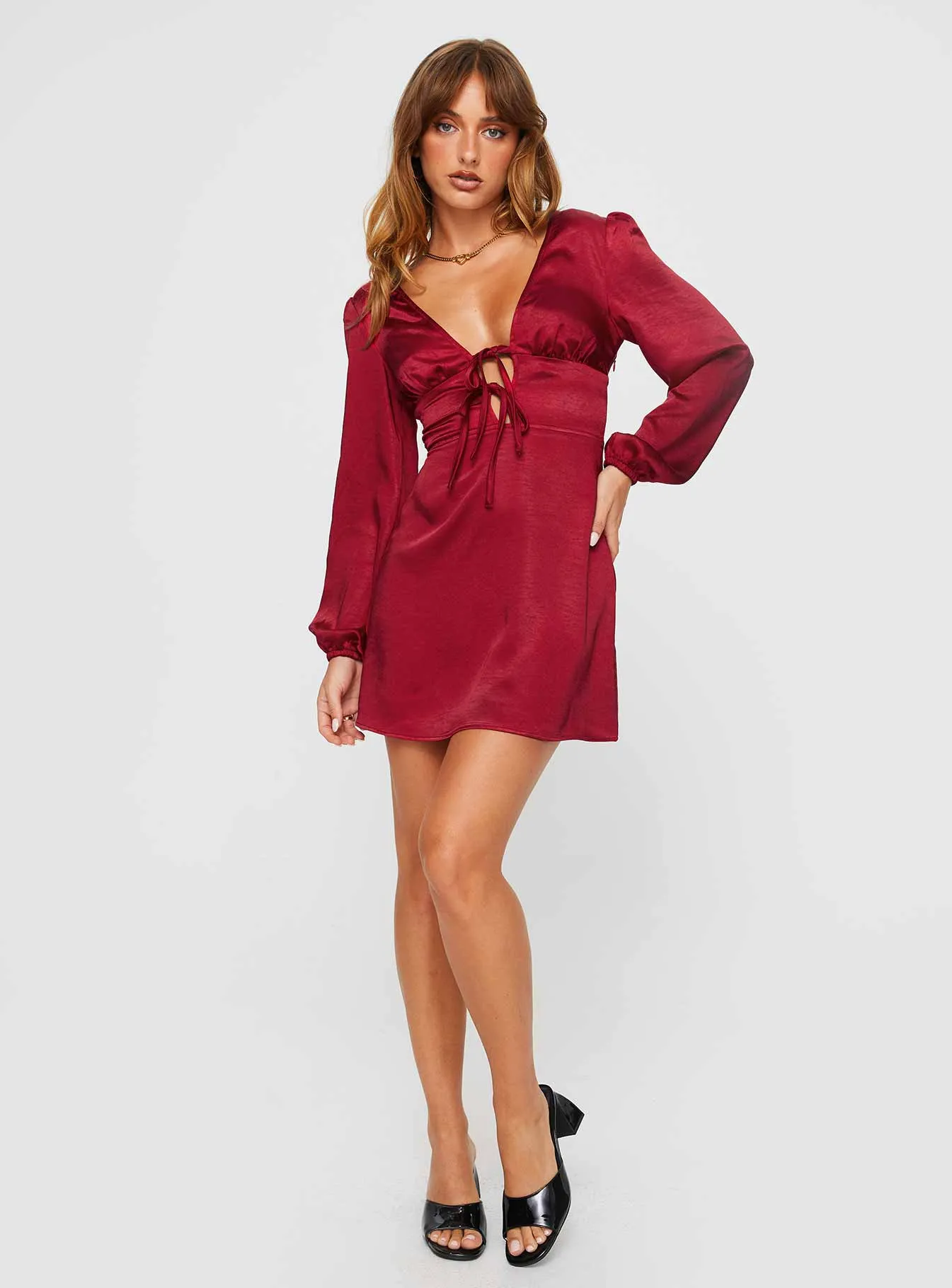 Lakala Long Sleeved Mini Dress Red