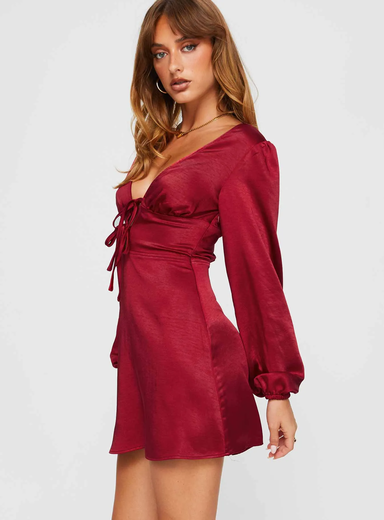 Lakala Long Sleeved Mini Dress Red