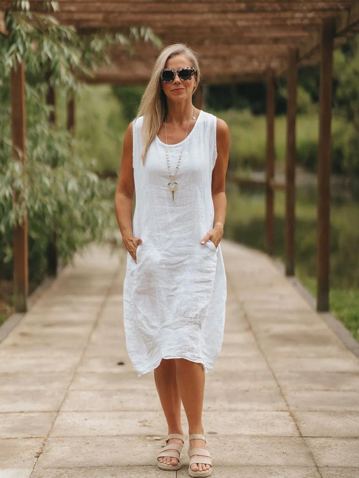 Linen Sleeveless Dress Bridie