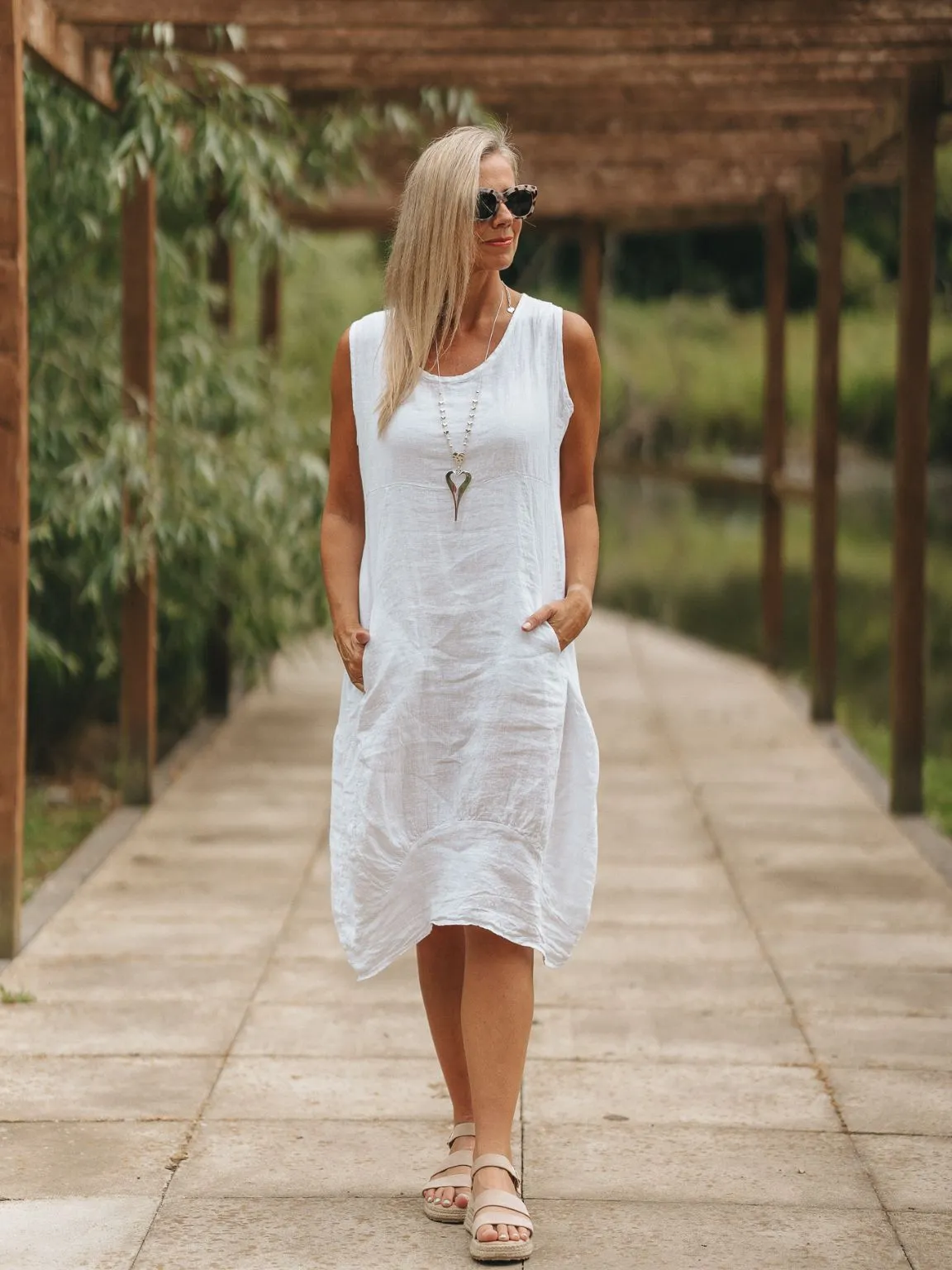 Linen Sleeveless Dress Bridie