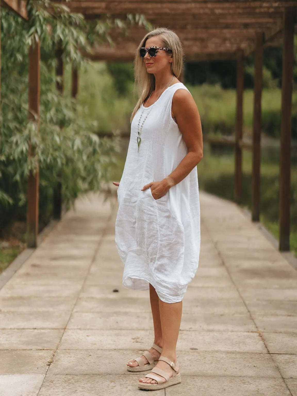 Linen Sleeveless Dress Bridie