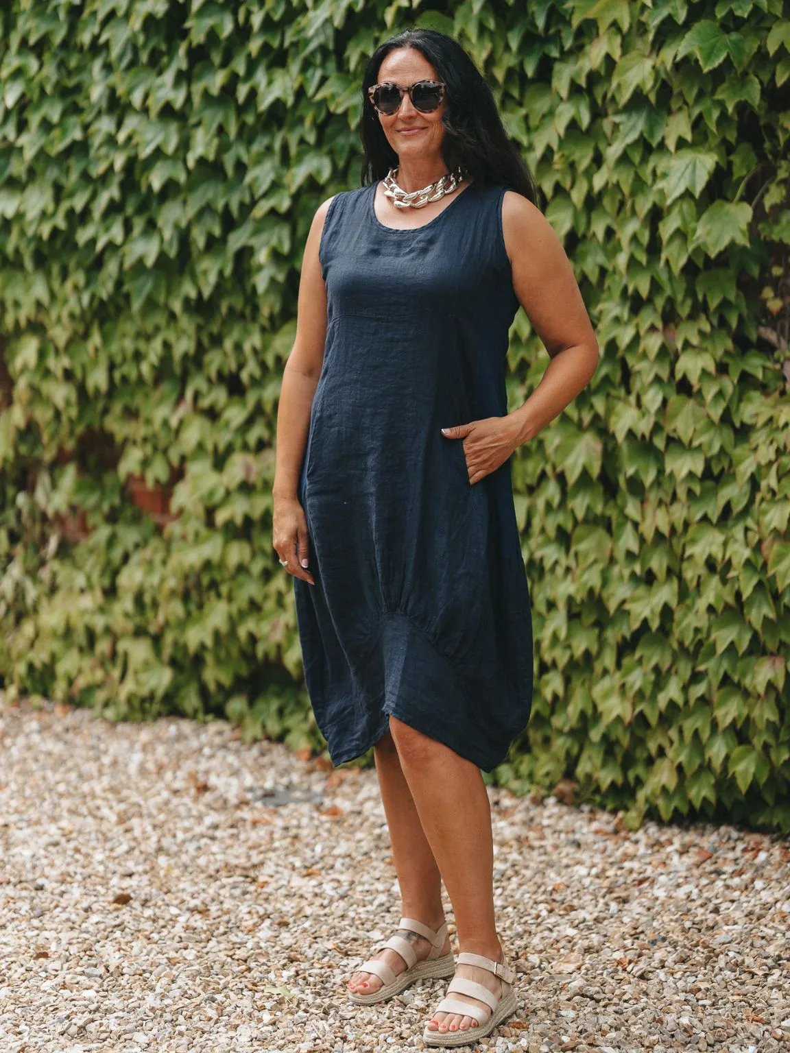 Linen Sleeveless Dress Bridie