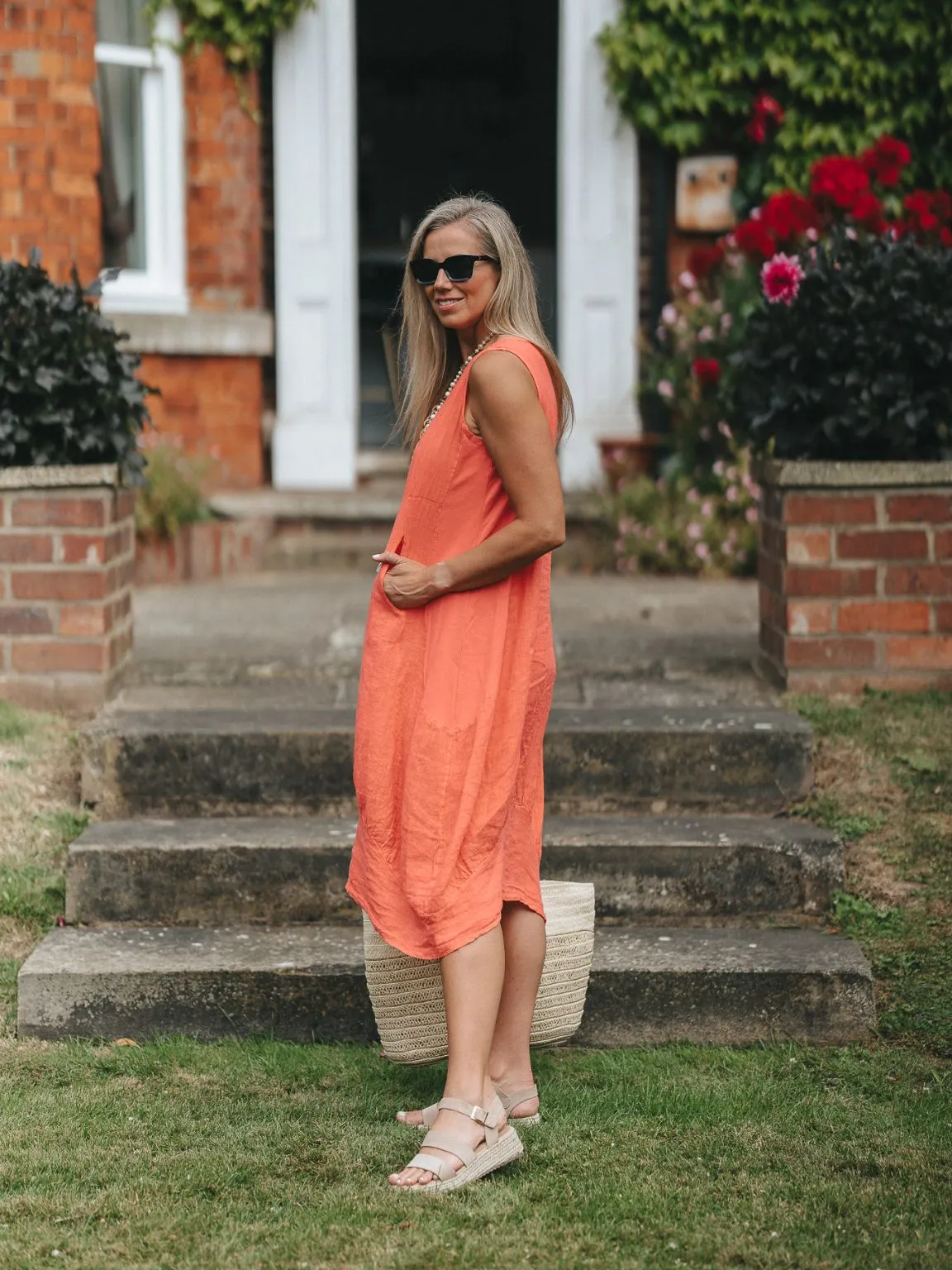 Linen Sleeveless Dress Bridie