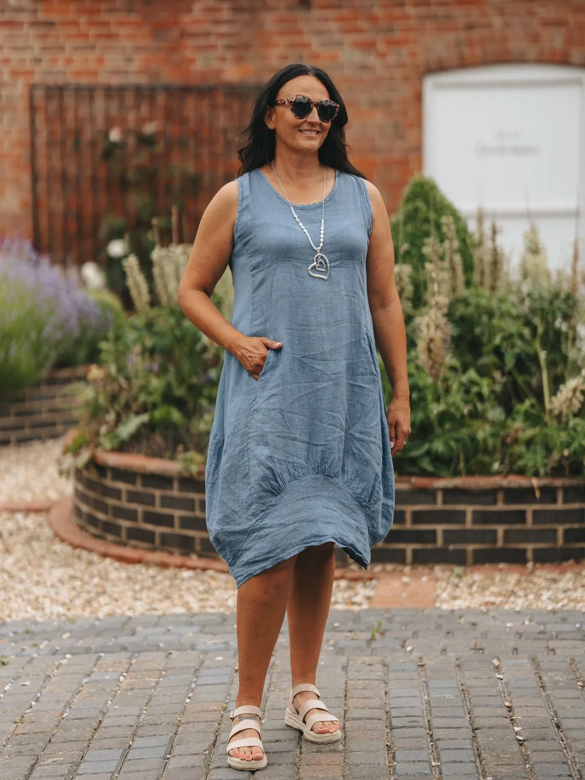 Linen Sleeveless Dress Bridie