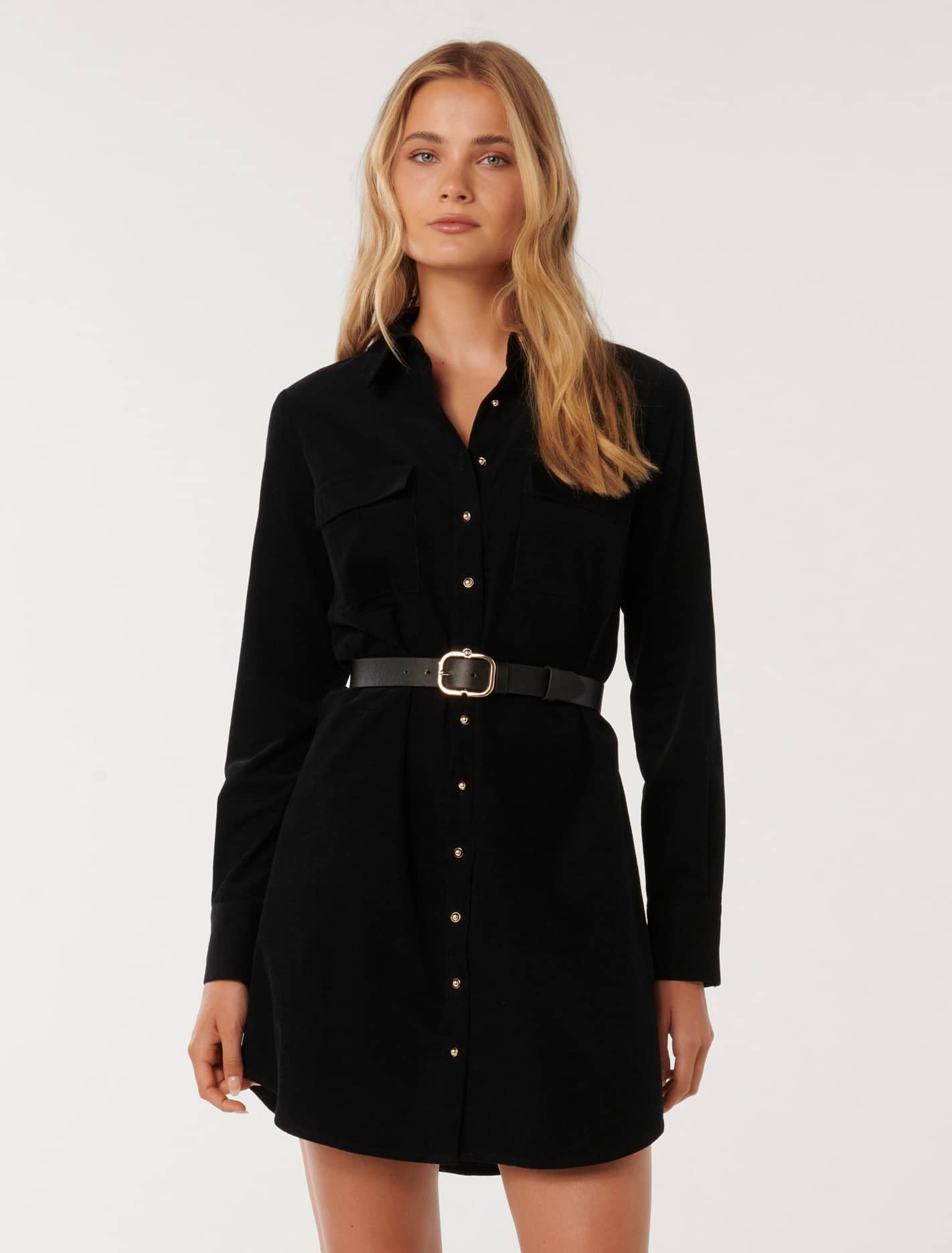 Lucie Long Sleeved Cord Mini Dress