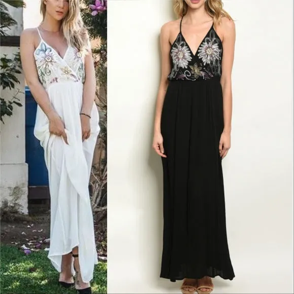 Maxi Black Embroidery Dress