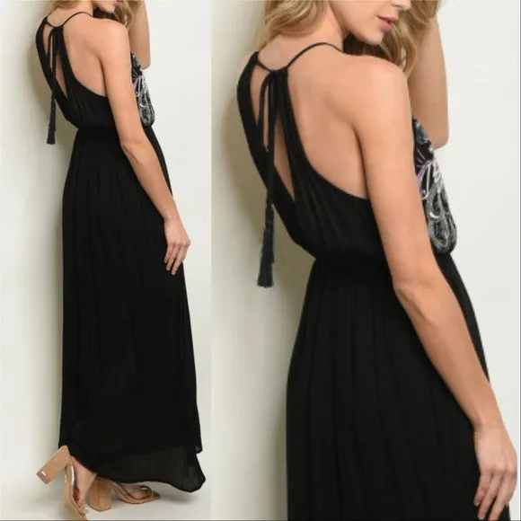 Maxi Black Embroidery Dress