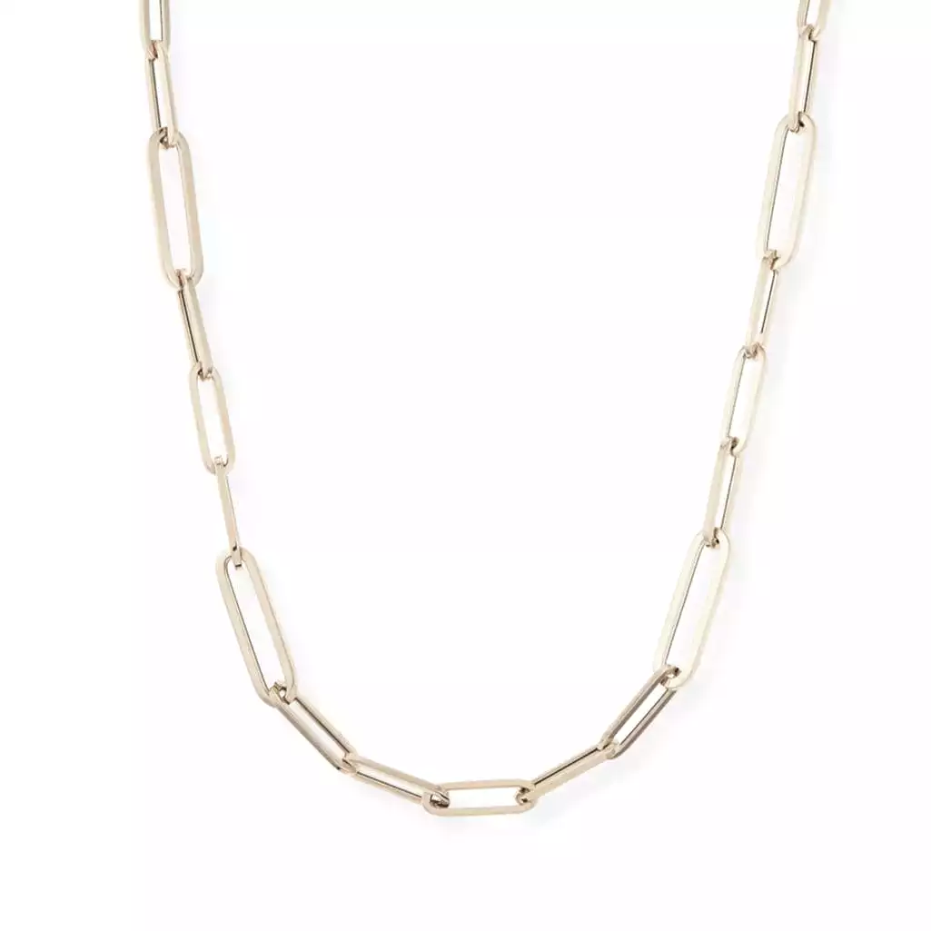 Medium 14K Gold Paper Clip Necklace 3.1mm