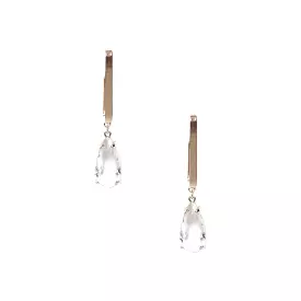 Metal Rectangle Clear Stone Dangle Earring