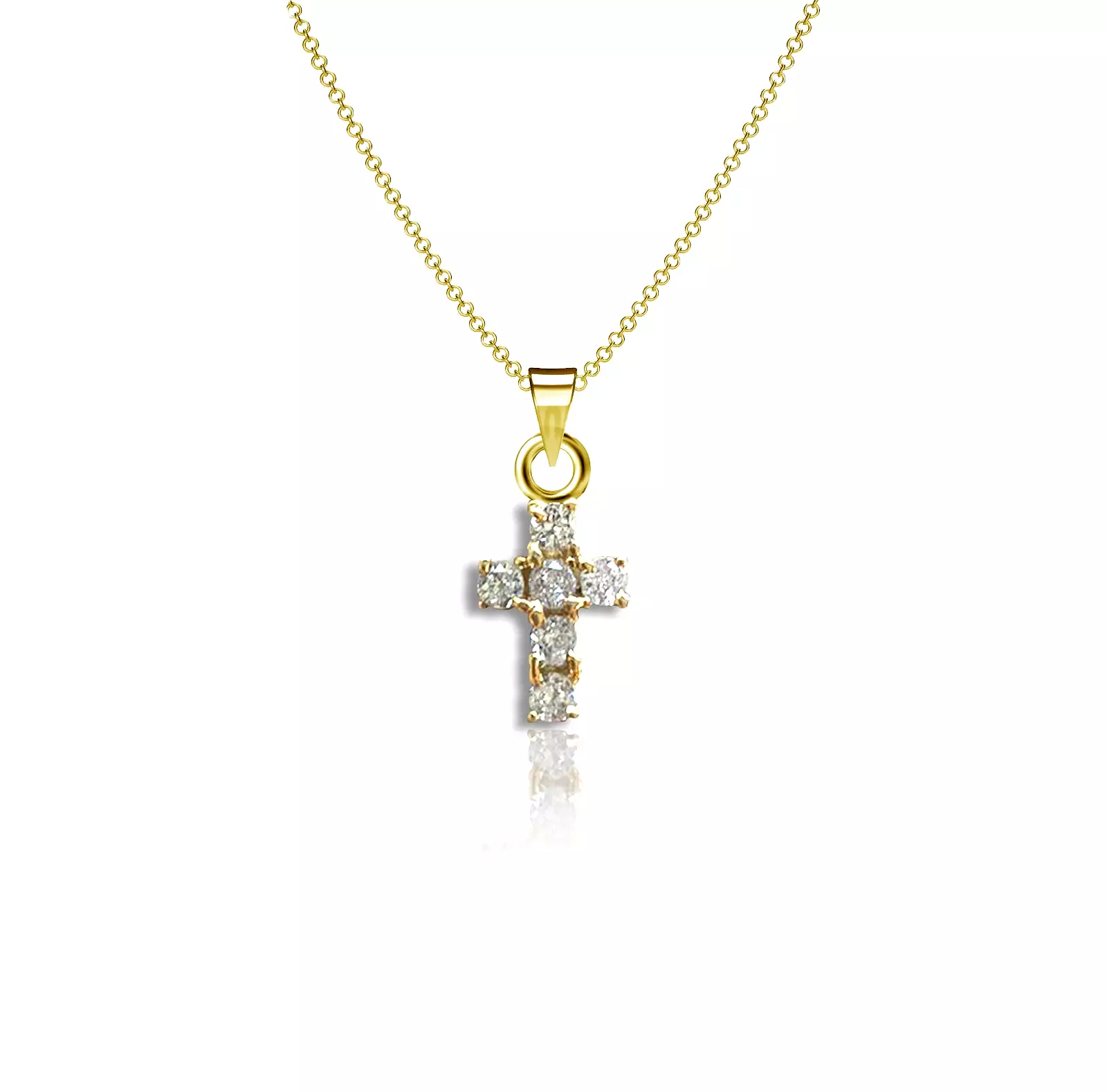 Mini Crystal Cross Necklace - Gold Plated