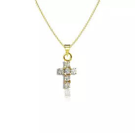 Mini Crystal Cross Necklace - Gold Plated