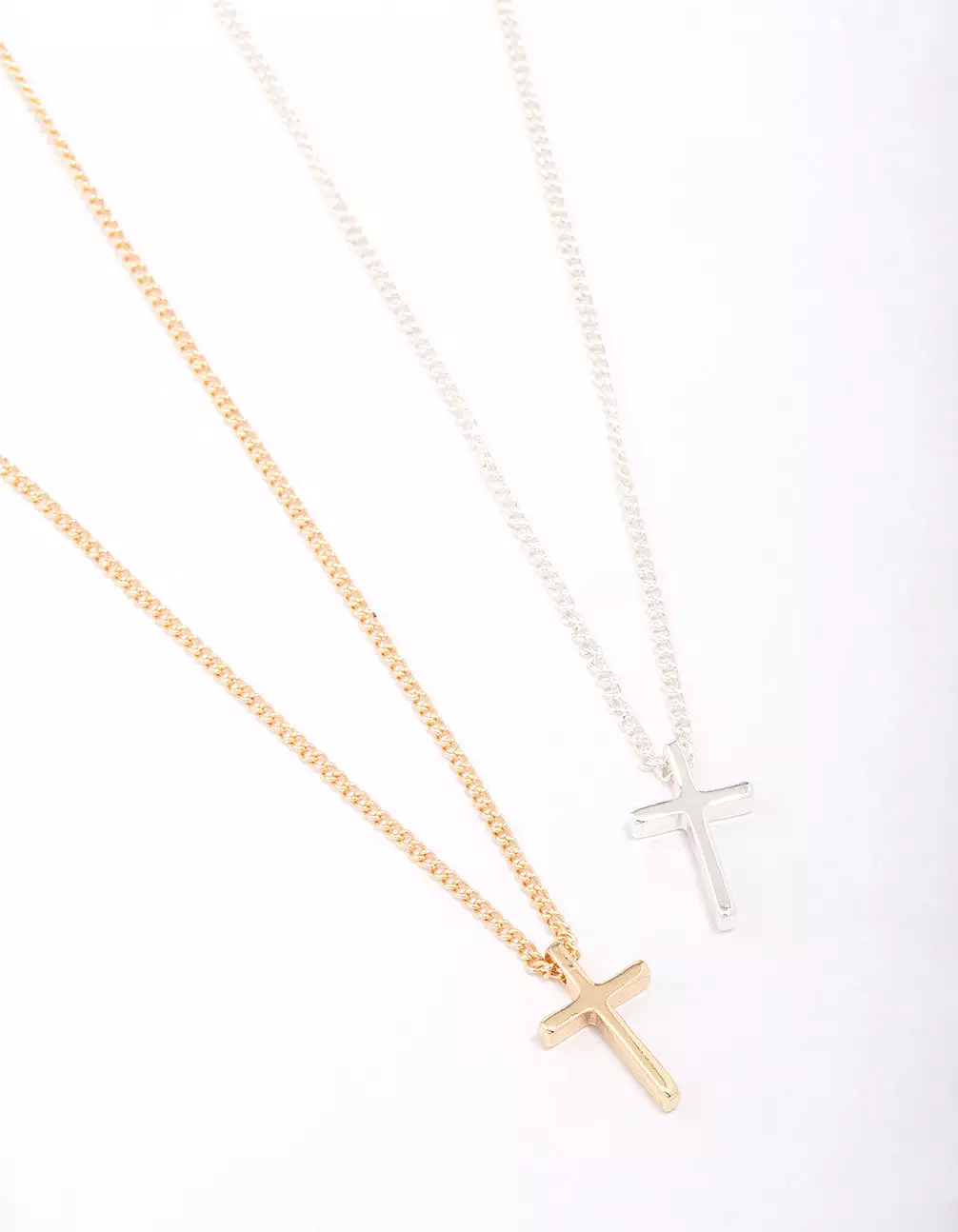 Mixed Metal Plain Cross Necklace Pack