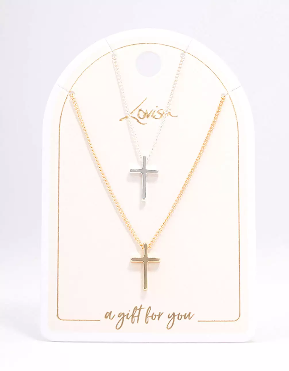 Mixed Metal Plain Cross Necklace Pack