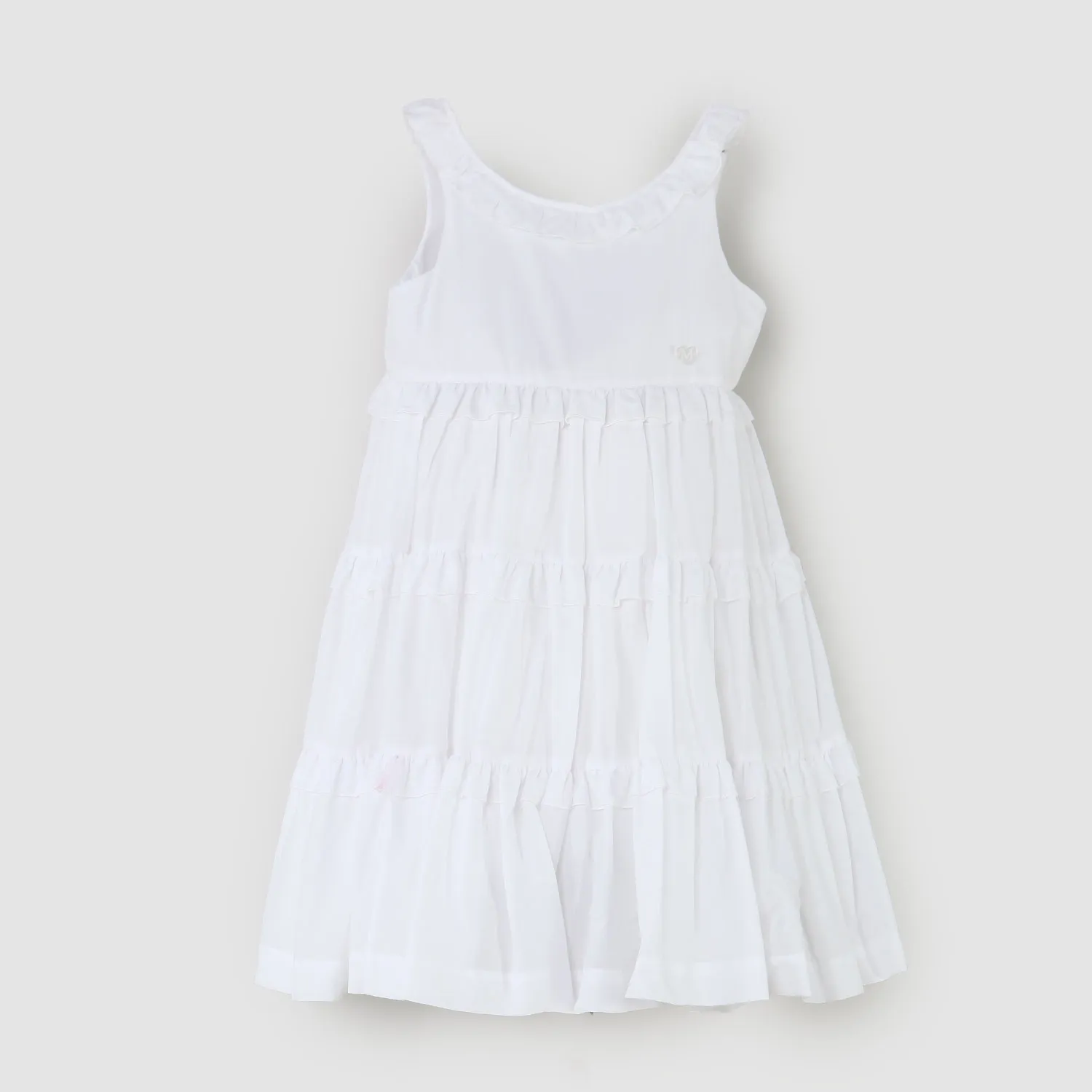 Monnalisa White Sleeveless Dress For Girls