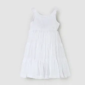 Monnalisa White Sleeveless Dress For Girls