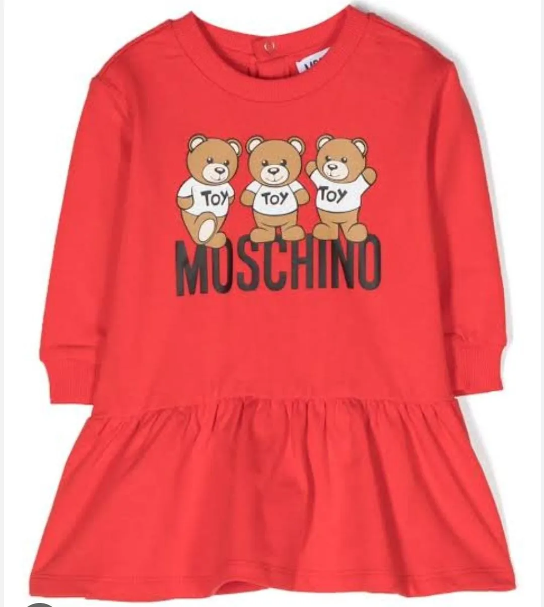 Moschino Dress Long Sleeved Bears Red