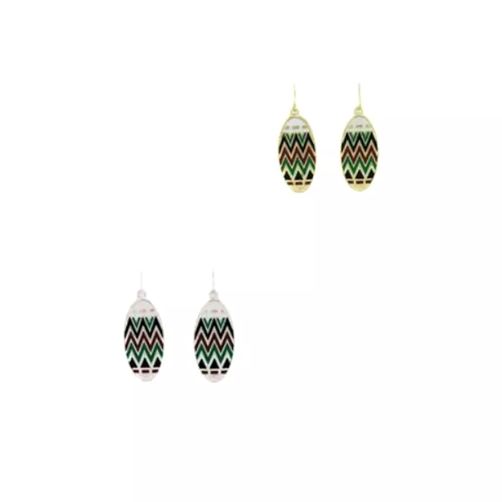 Multi Colored Oval Enamel Earrings