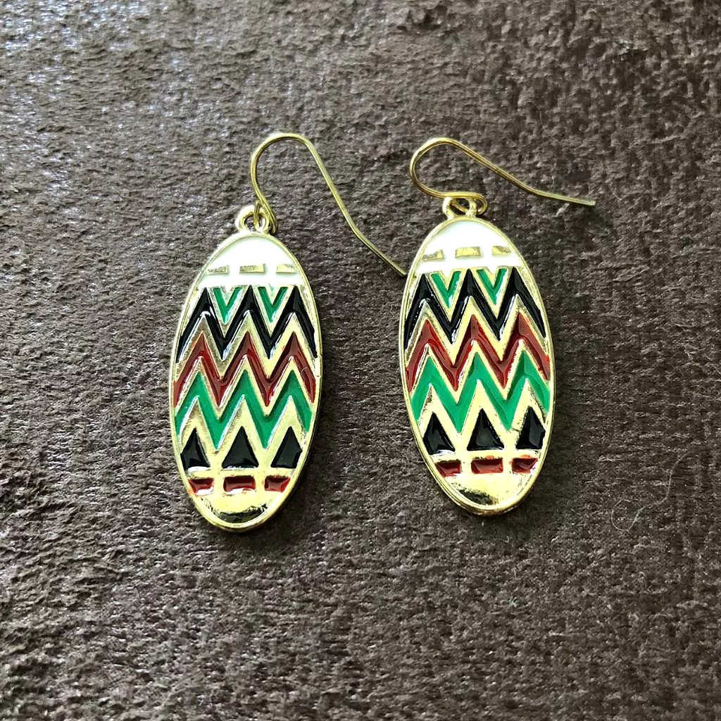 Multi Colored Oval Enamel Earrings