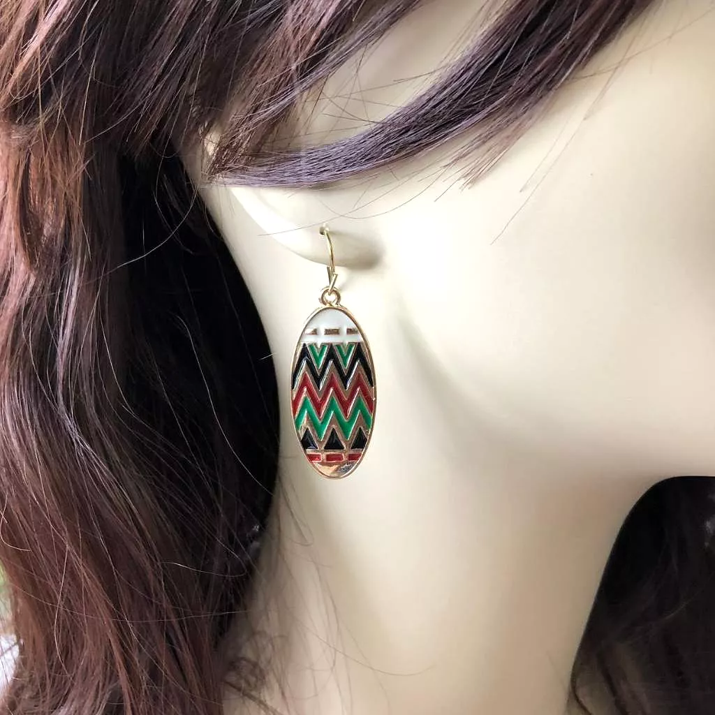 Multi Colored Oval Enamel Earrings