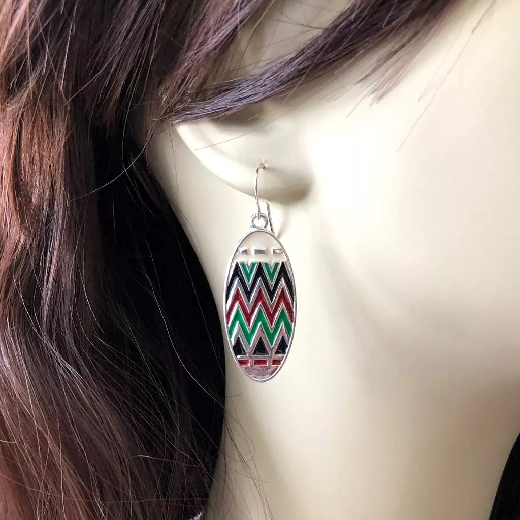 Multi Colored Oval Enamel Earrings