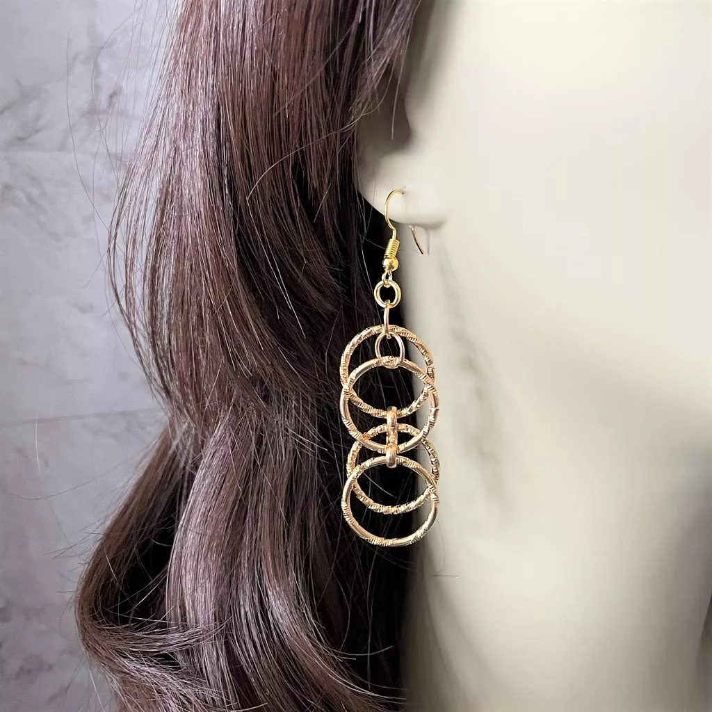 Multi Gold Hoop Long Earrings