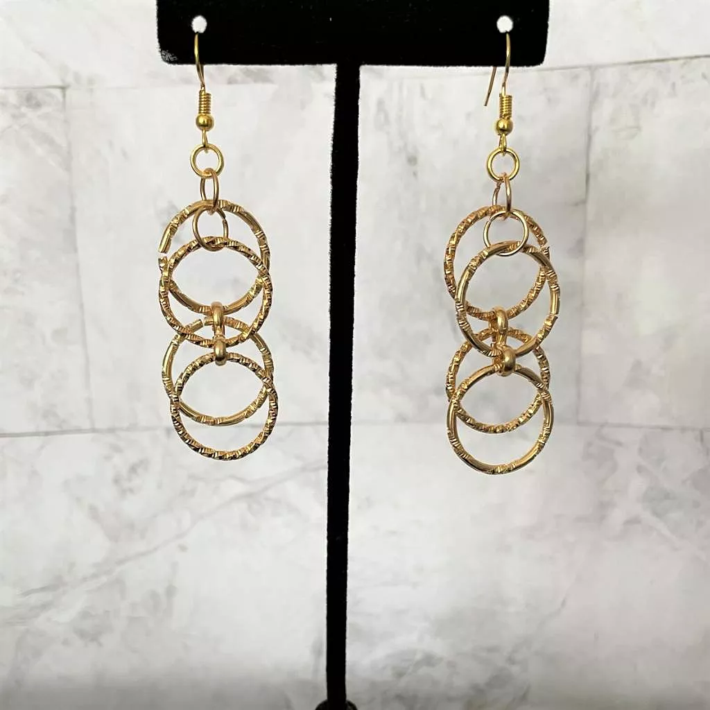 Multi Gold Hoop Long Earrings