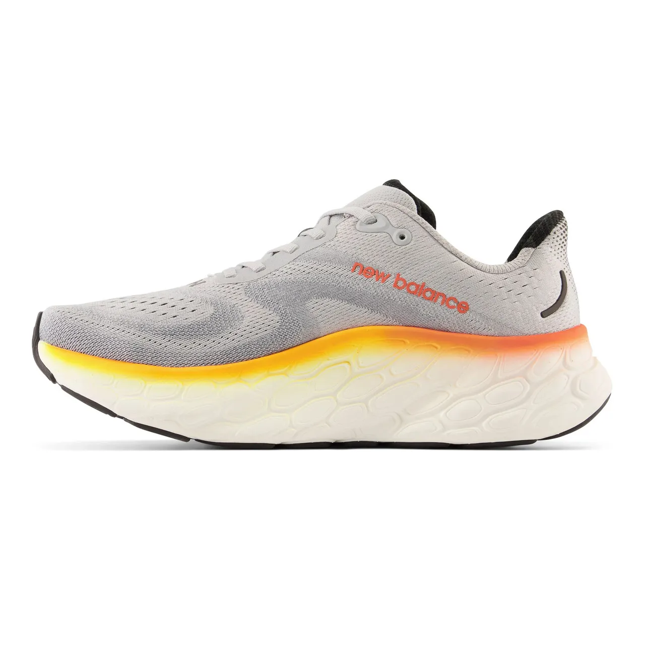 New Balance Men's Fresh Foam X More v4 - Aluminum grey with neon dragonfly and hot marigold