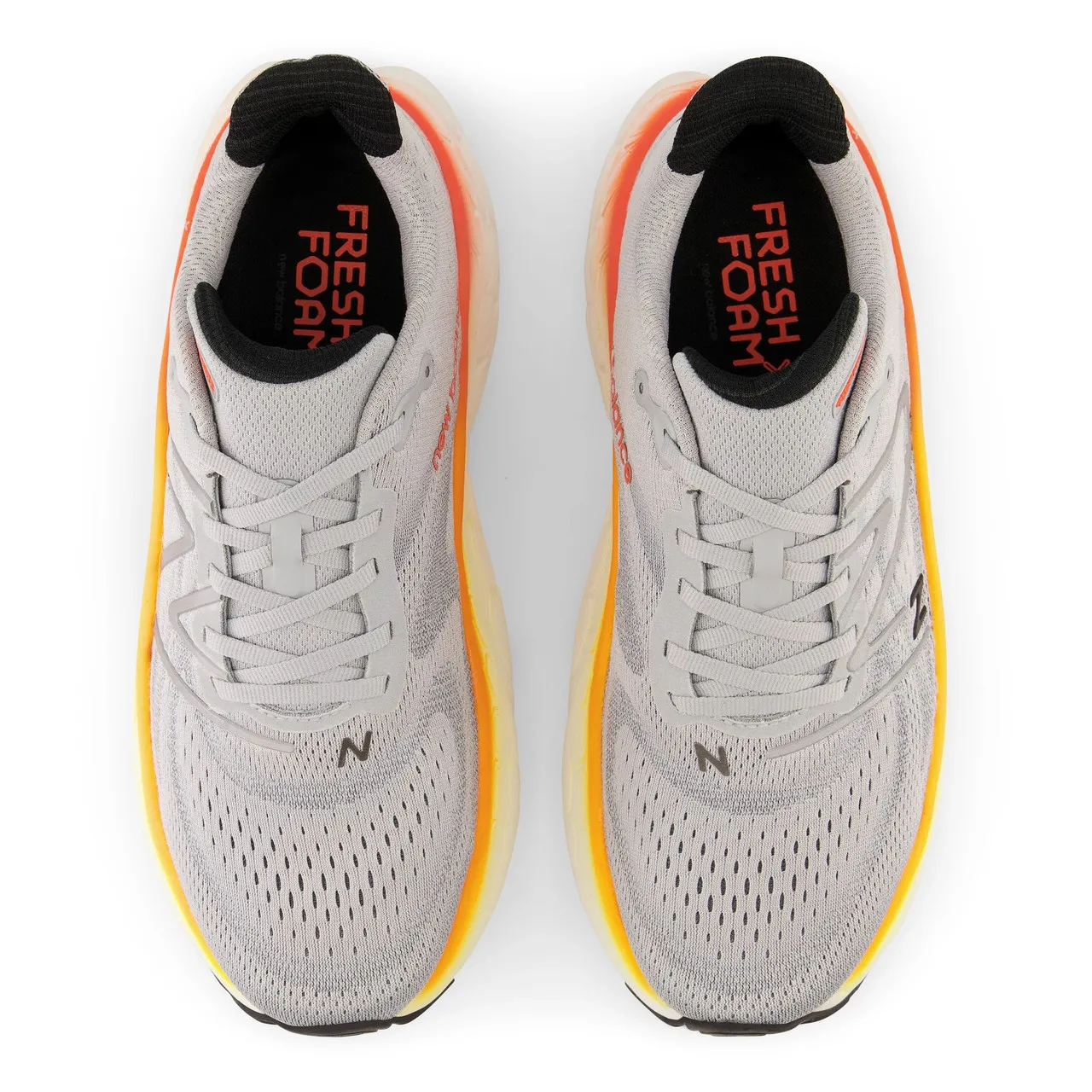 New Balance Men's Fresh Foam X More v4 - Aluminum grey with neon dragonfly and hot marigold