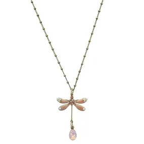 Pink Crystal Dragonfly Necklace