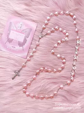 Prayer Pink Heart Chain Cross Necklace