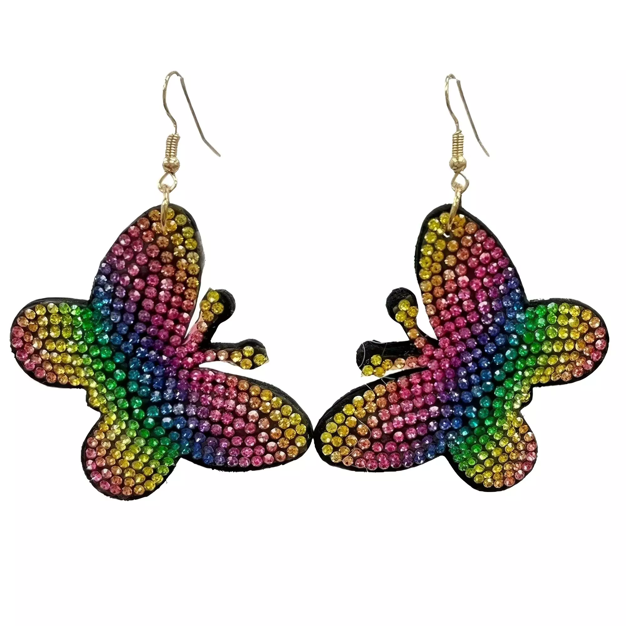 Rainbow Rhinestone Butterfly Dangle Earring