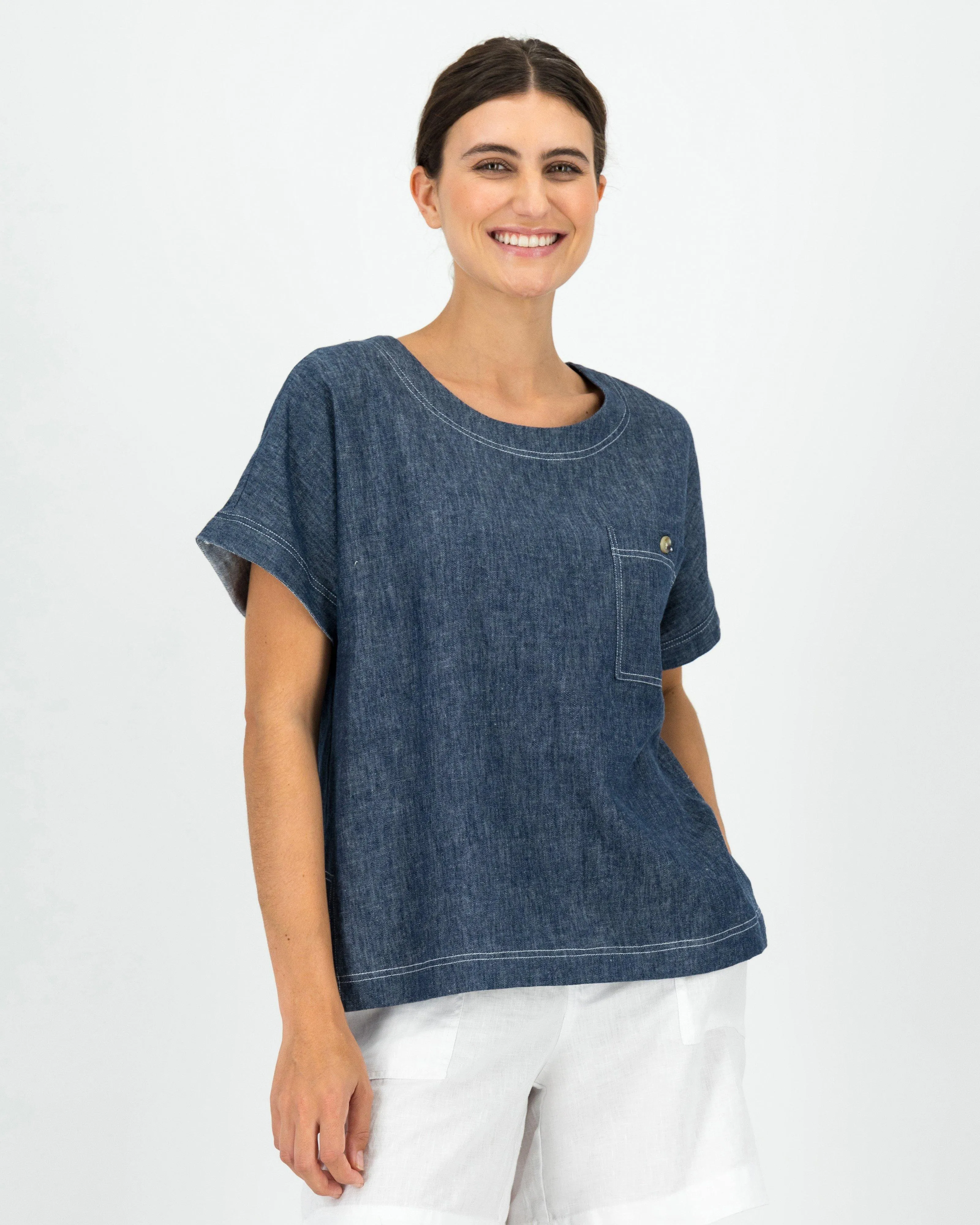 Rare Earth Women’s Dianne Denim Pop Over Blouse | Cape Union Mart