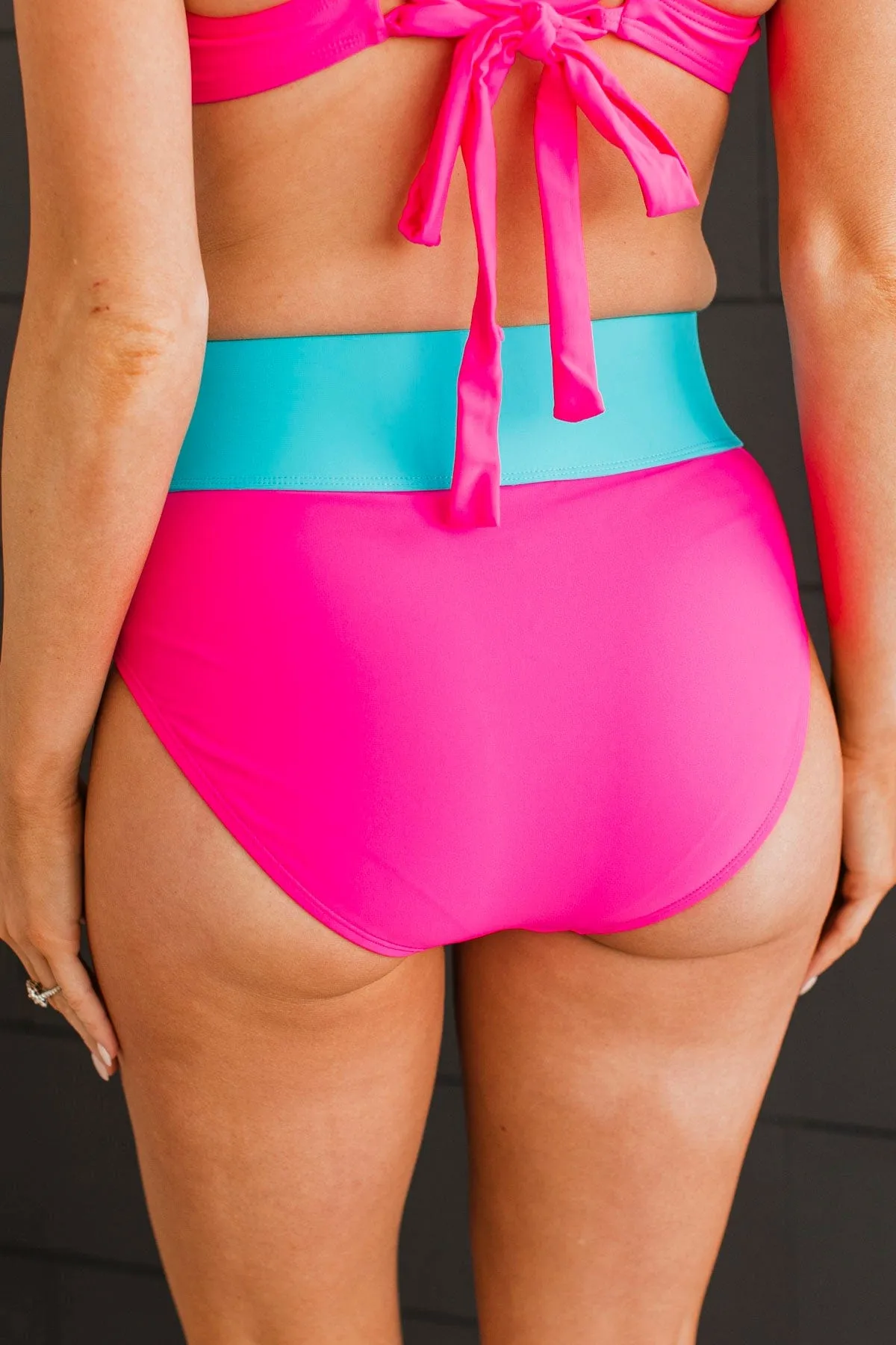 Ray Of Sunshine Swim Bottoms- Bright Pink & Blue