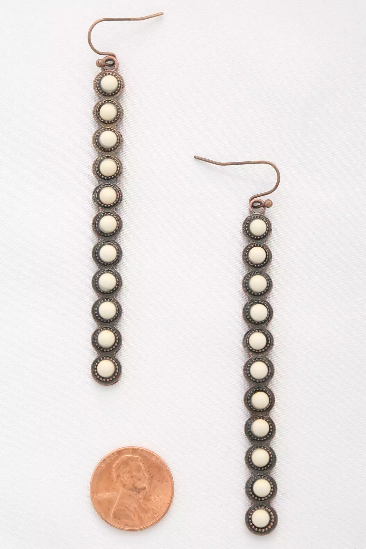 Rodeo Western Round Bead Pattern Metal Dangle Earring