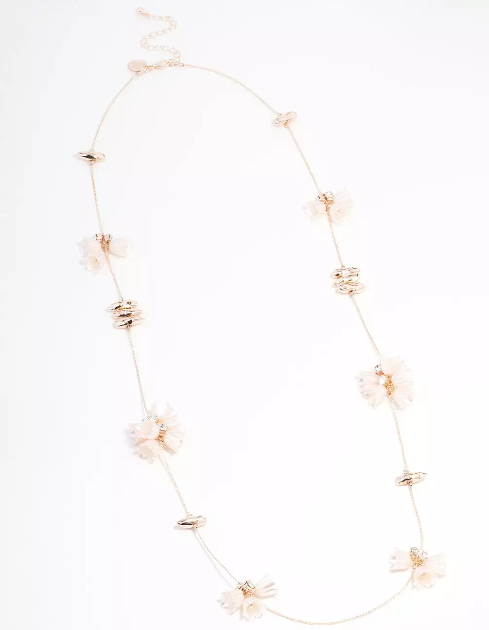 Rose Gold Pearl Charm Long Necklace