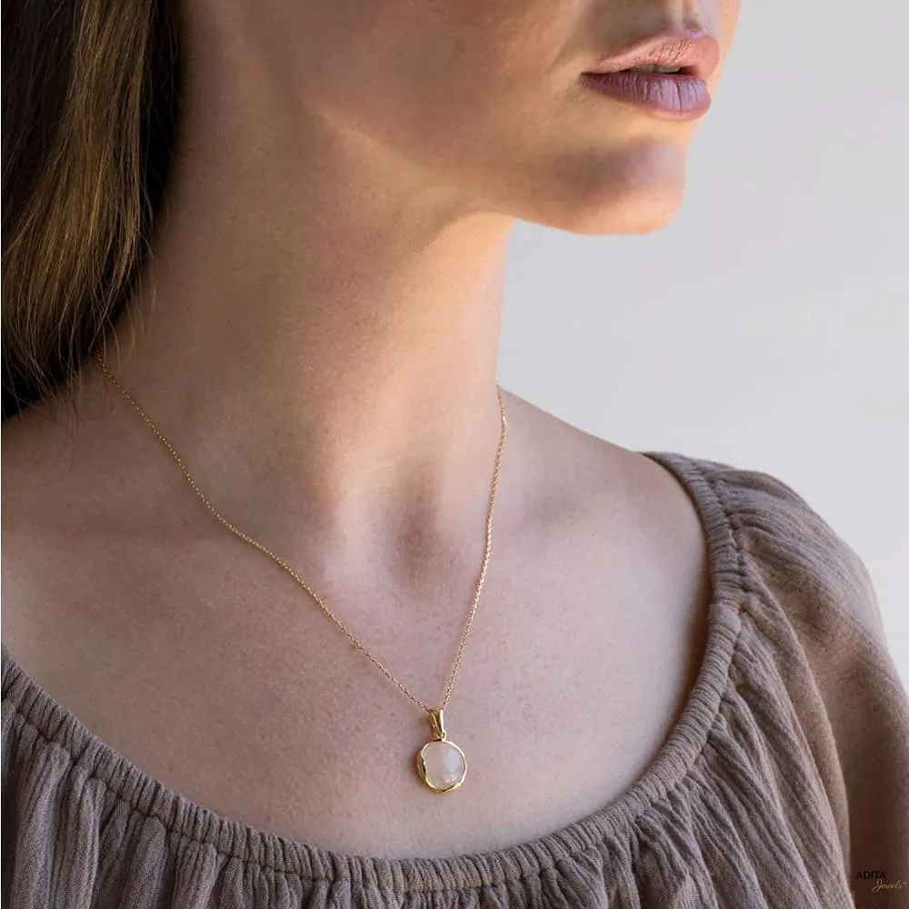 Rose Quartz Necklace - 14K Gold