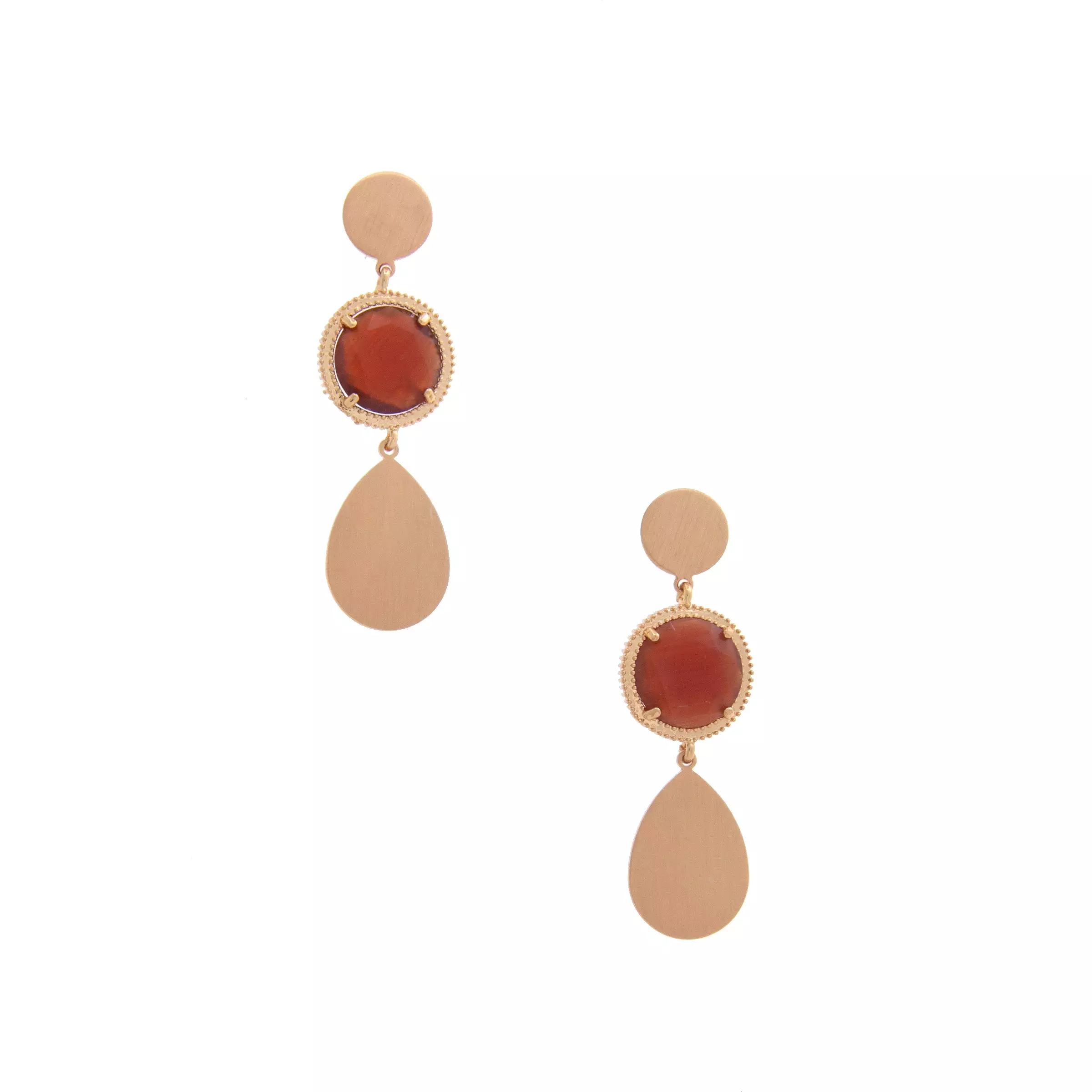 Round Gem Teardrop Dangle Earring