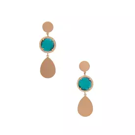 Round Gem Teardrop Dangle Earring