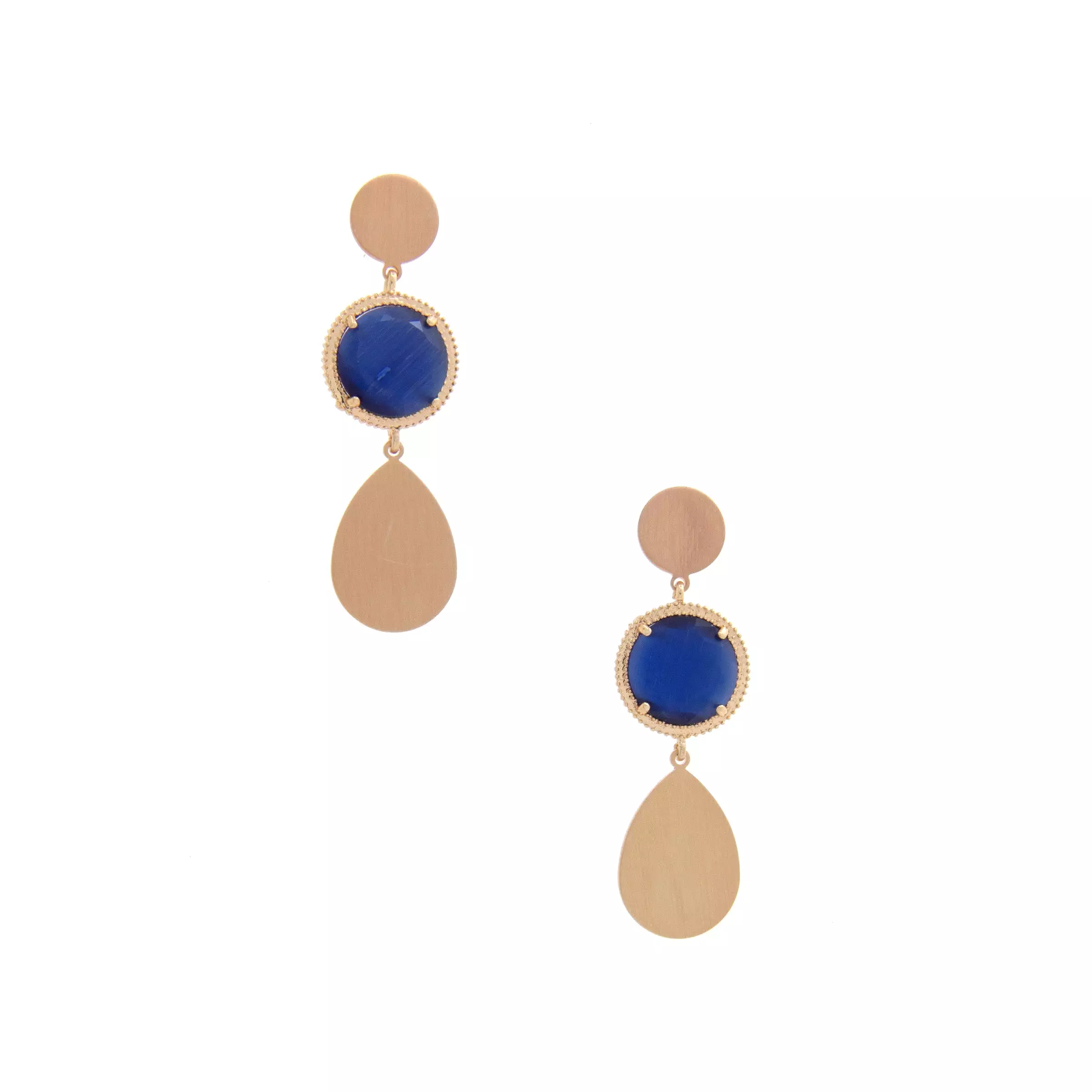 Round Gem Teardrop Dangle Earring