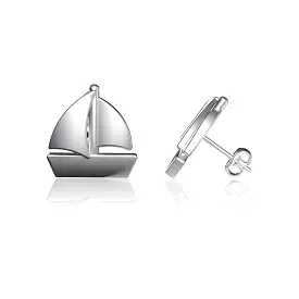 Sail Boat Post Earrings - Silver