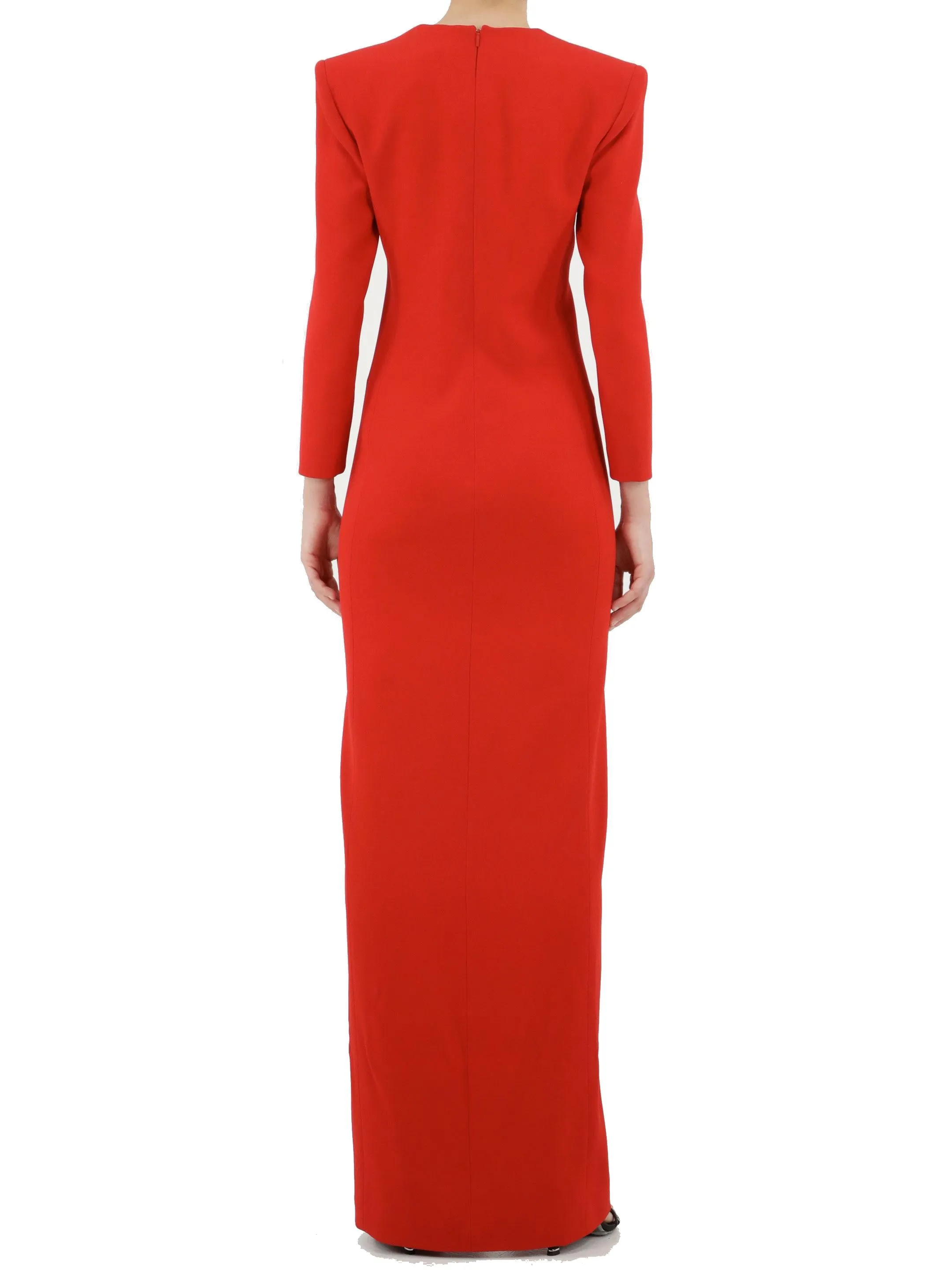 Saint Laurent V-Neck Long-Sleeved Maxi Dress