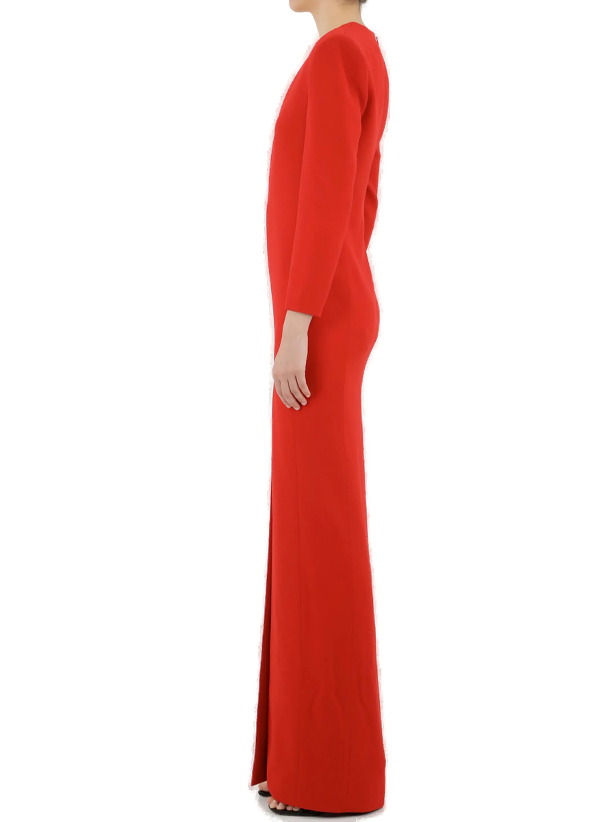 Saint Laurent V-Neck Long-Sleeved Maxi Dress