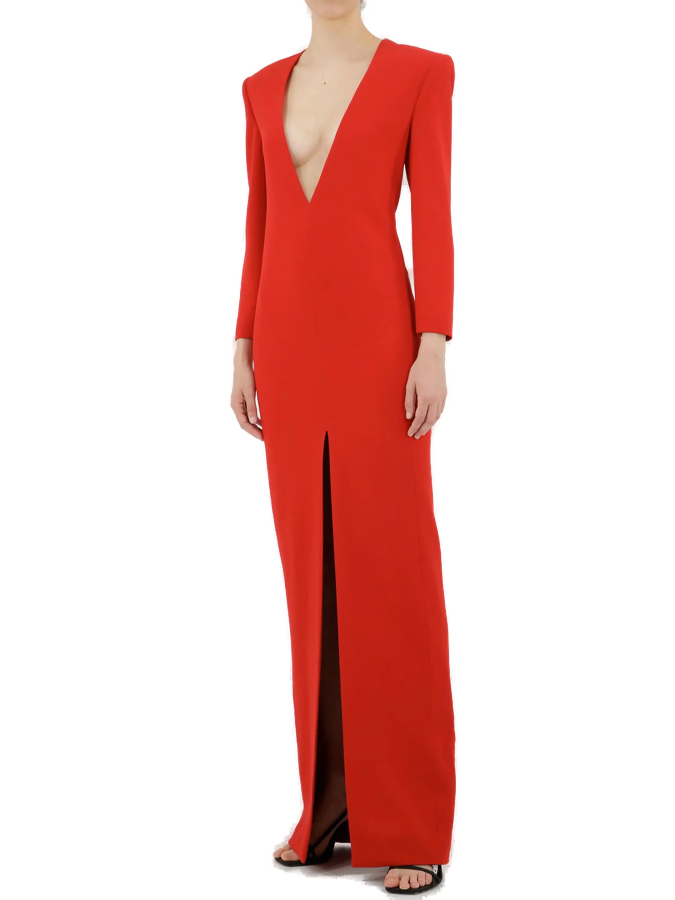 Saint Laurent V-Neck Long-Sleeved Maxi Dress