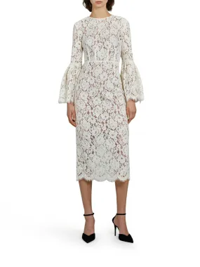 Self-Portrait Laced Long-Sleeved Midi Dress