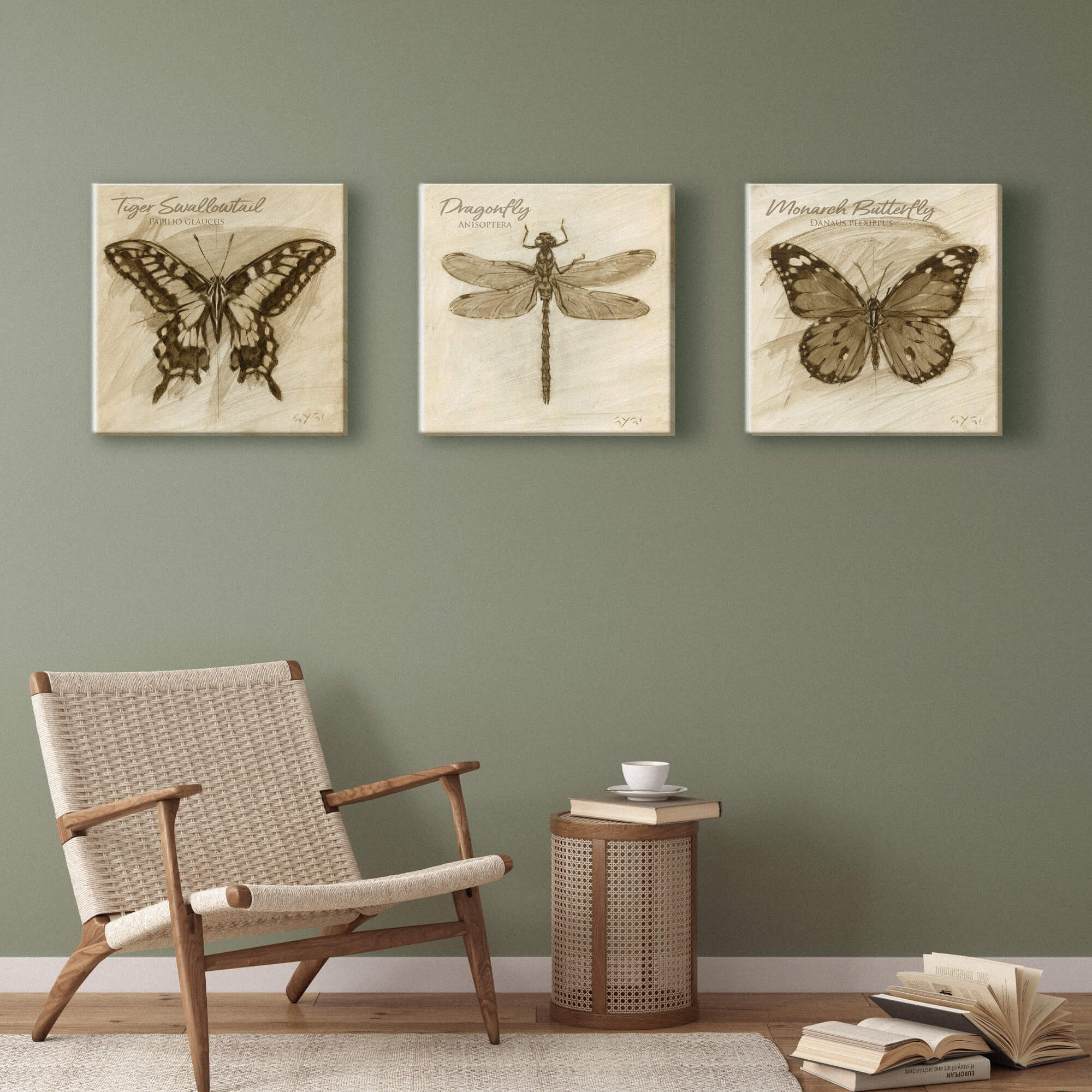 Sepia Dragonfly Canvas Art