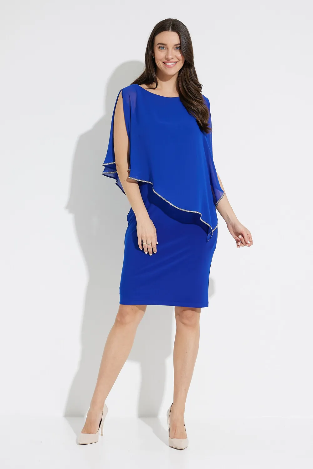 Sheath Ruched Cape Dress Style 223762